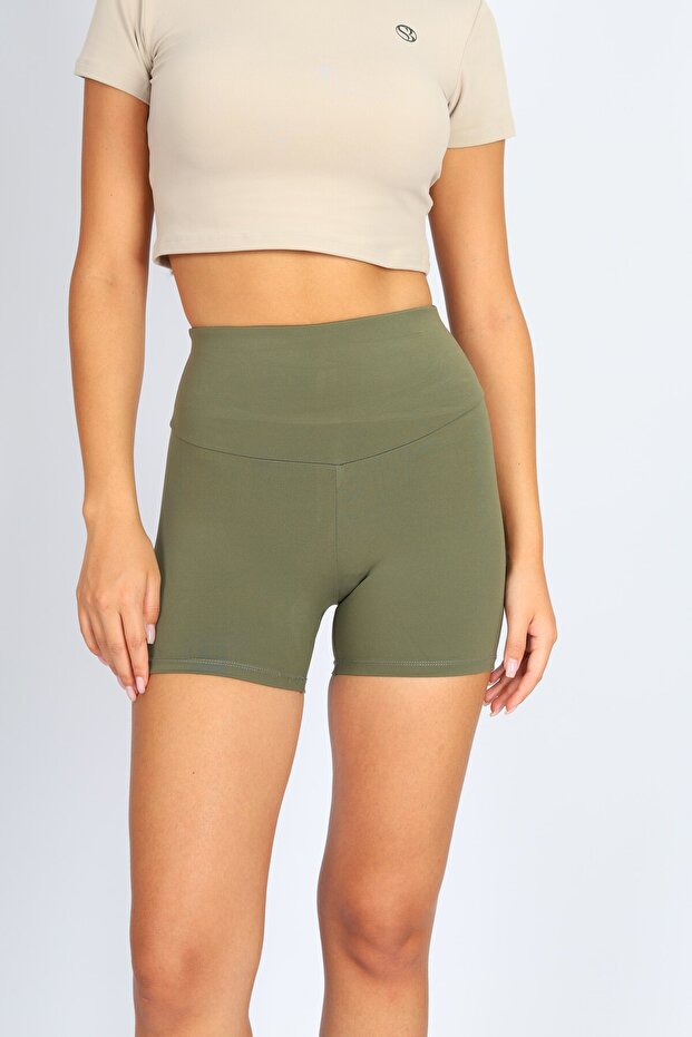 Bıker Haki Kısa Spor Tayt - 4