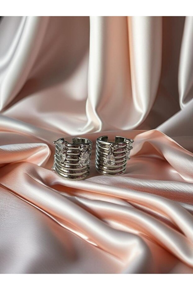 Gümüş taşlı ear cuff - 2