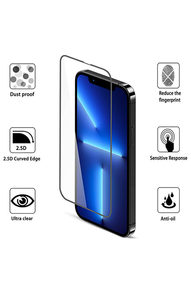 Screen Protector for Apple iPhone 13 Pro Max, Crystal Clean Tempered Glass Black - 4