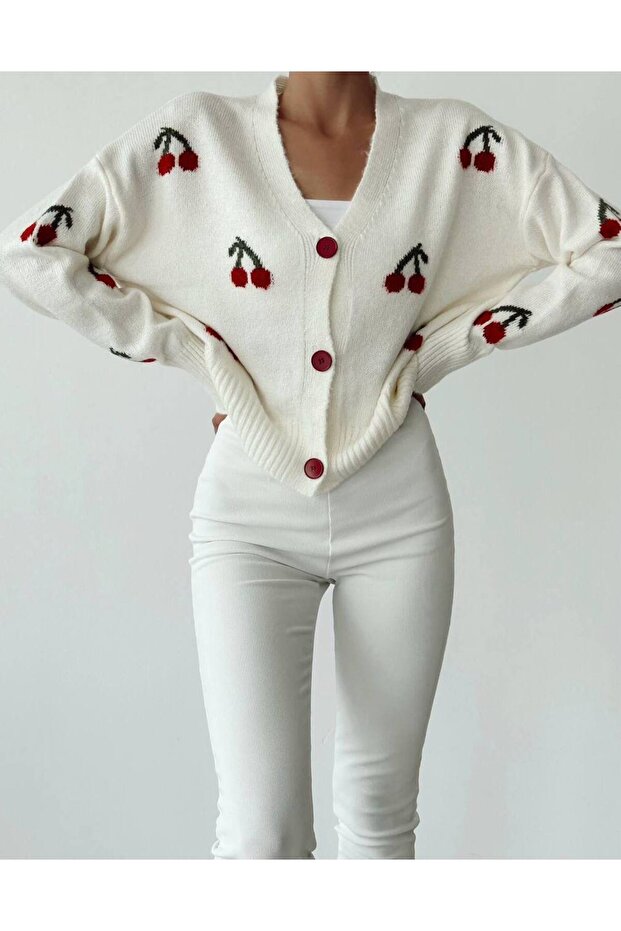 SRT260000006 EKRU KIRAZLI TRİKO HIRKA - 2