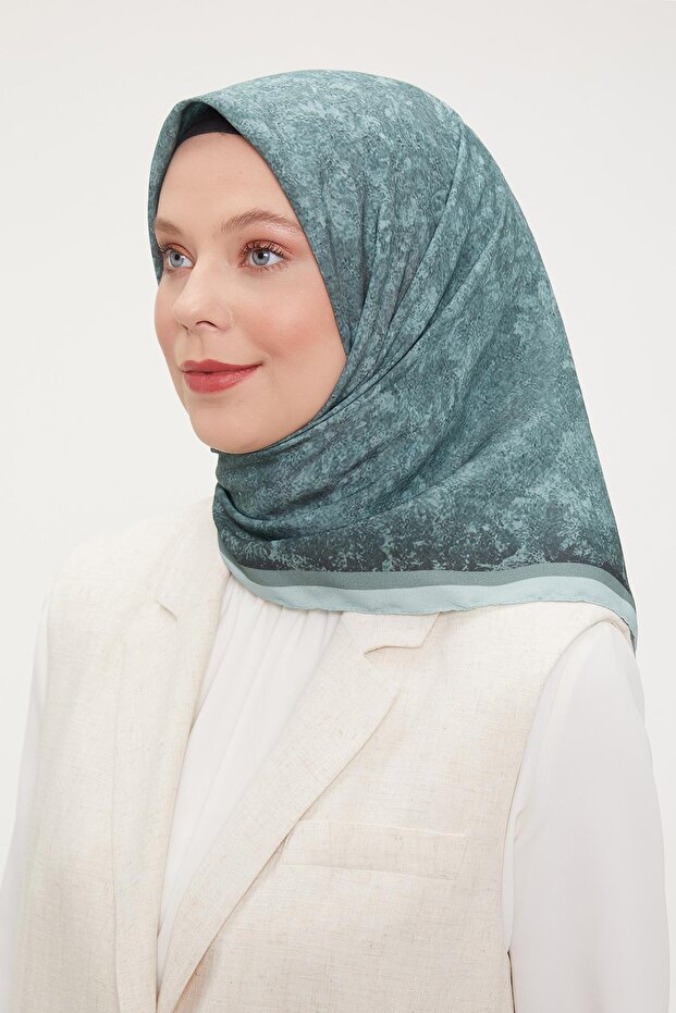 Su Yeşili Ebruli Aura Eşarp - 1