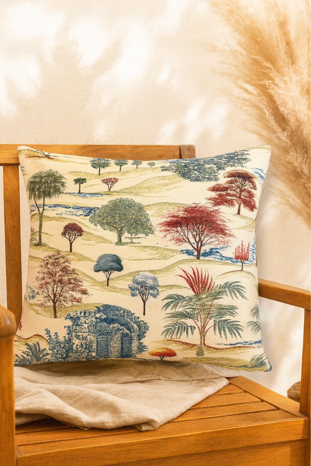 Imported Upholstery Fabric Throw Pillow - Stuffed Throw Pillow - 42 X 42 Bohemian Throw Pillow