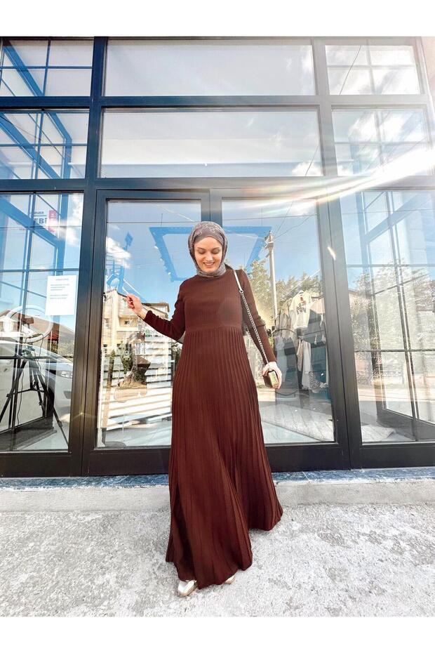 Triko Elbise Kahve - 3