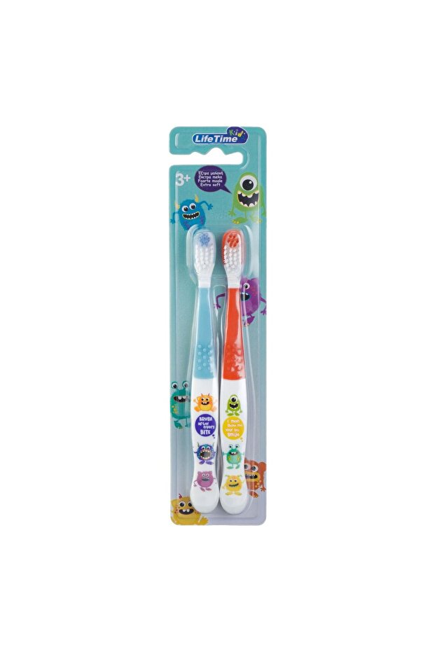 Monster Pattern Toothbrushes for Kids - 2pcs - 3