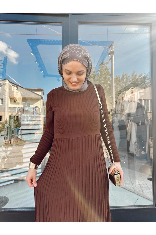 Triko Elbise Kahve - 2