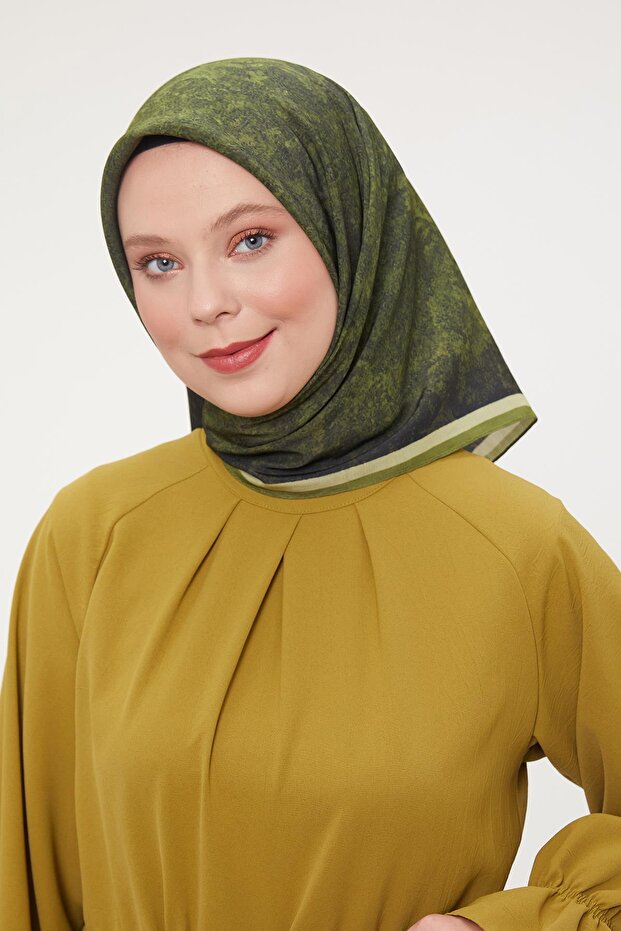 Yeşil Ebruli Aura Eşarp - 2