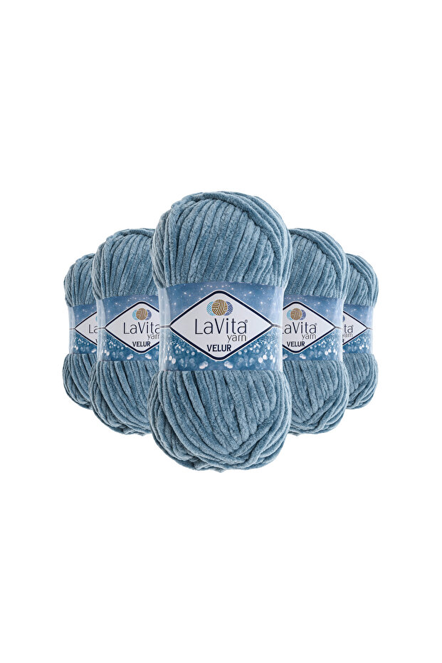 Velur Velvet Hand Knitting Yarn 100% Polyester 500Gr 5 Pcs (6032 Arona)