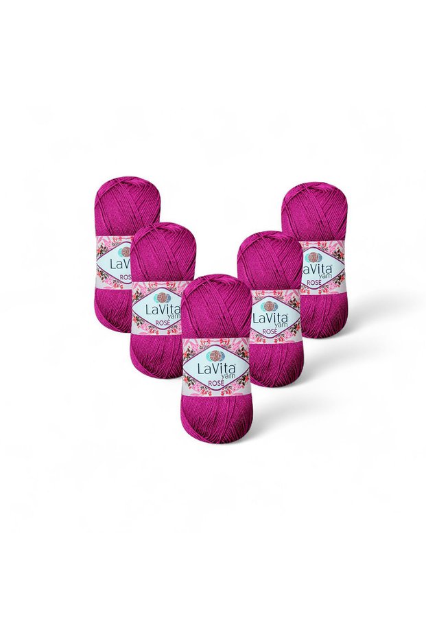 Rose Hand Knitting Yarn 100% Acrylic 500Gr 5 Pcs (5129 Fujya)