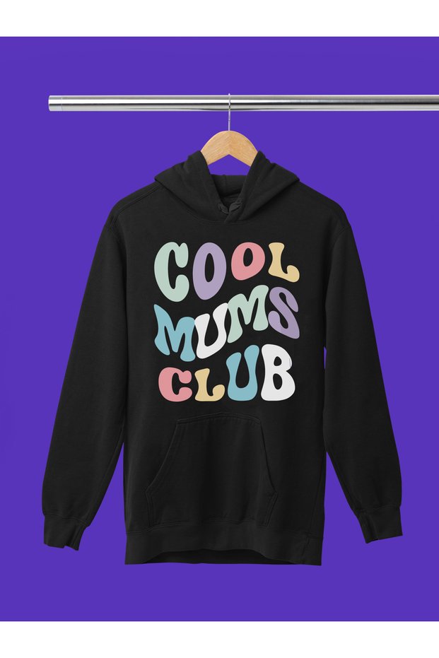 Cool Moms Club Printed Cotton Long Sleeve Ribbed 3-Ply Hooded Sweatshirt