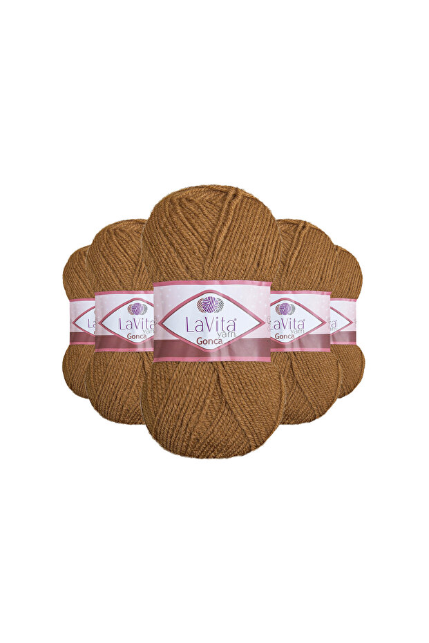 Gonca Hand Knitting Yarn 100% Acrylic 500Gr 5 Pcs (7211 Milk Brown)