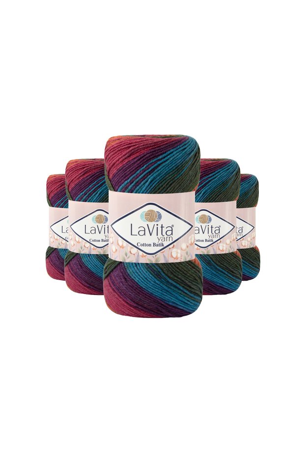 Cotton Batik Hand Knitting Yarn 60% Cotton 40% Acrylic 500Gr 5 Pcs (Cb17 Fulya)