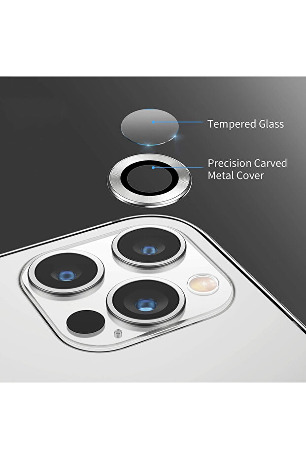 Camera Lens Protector Set compatible with Apple Iphone 13 Mini, 9H glass, Silver - 5