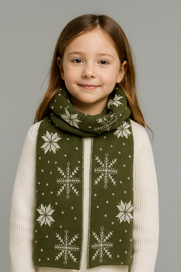 New Year Themed Knitwear Children's Scarf (Age 5-10, 30X140Cm)