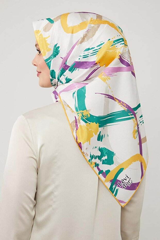 Yellow Paint Pattern Twill Scarf - 3