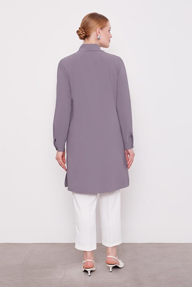 Antrasit Taş Baskılı Tunik - 5