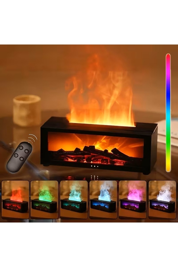 Fireplace Flame Effect Air Humidifier, Essential Oil Aromatherapy Diffuser - 2