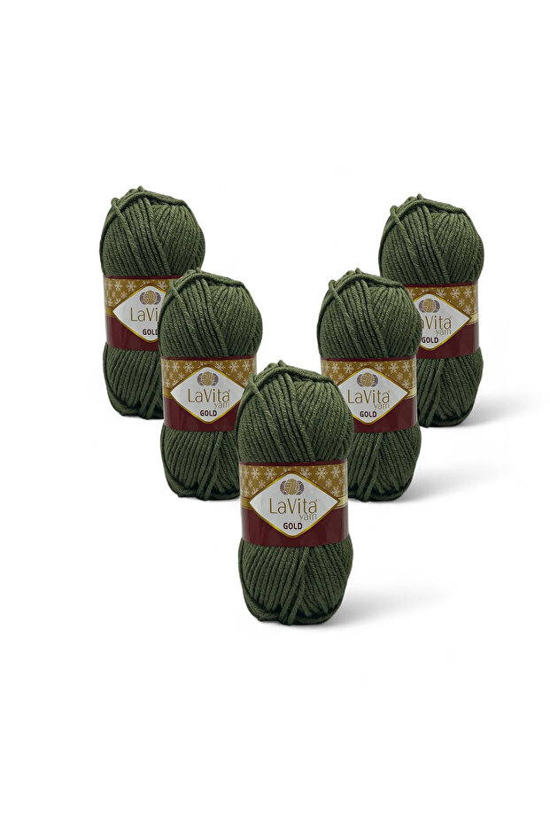 Gold Hand Knitting Yarn 100% Acrylic 500Gr 5 Pcs (0424 Khaki)