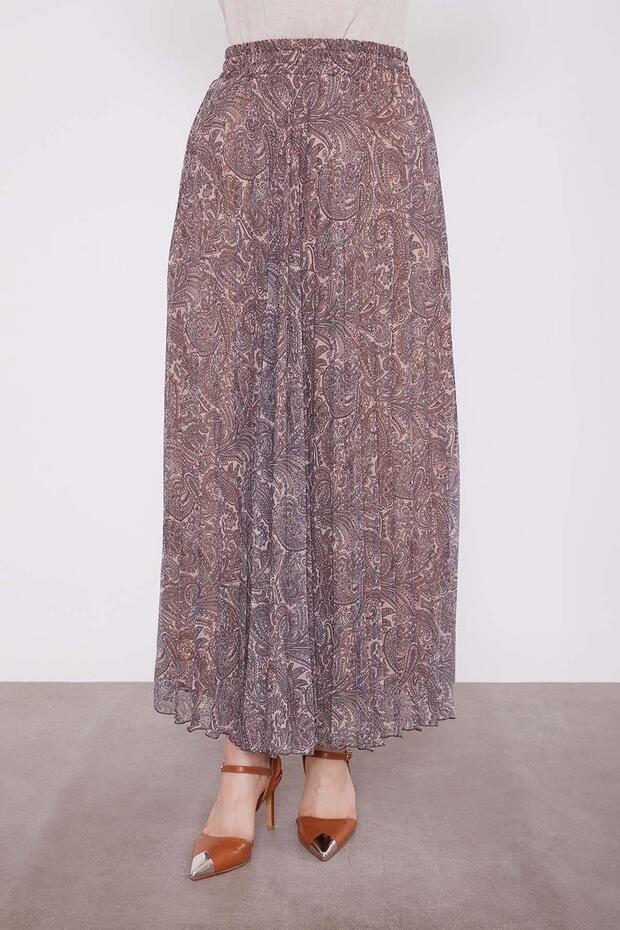 طقم تنورة بنمط عرقي بلون الجمل - 5