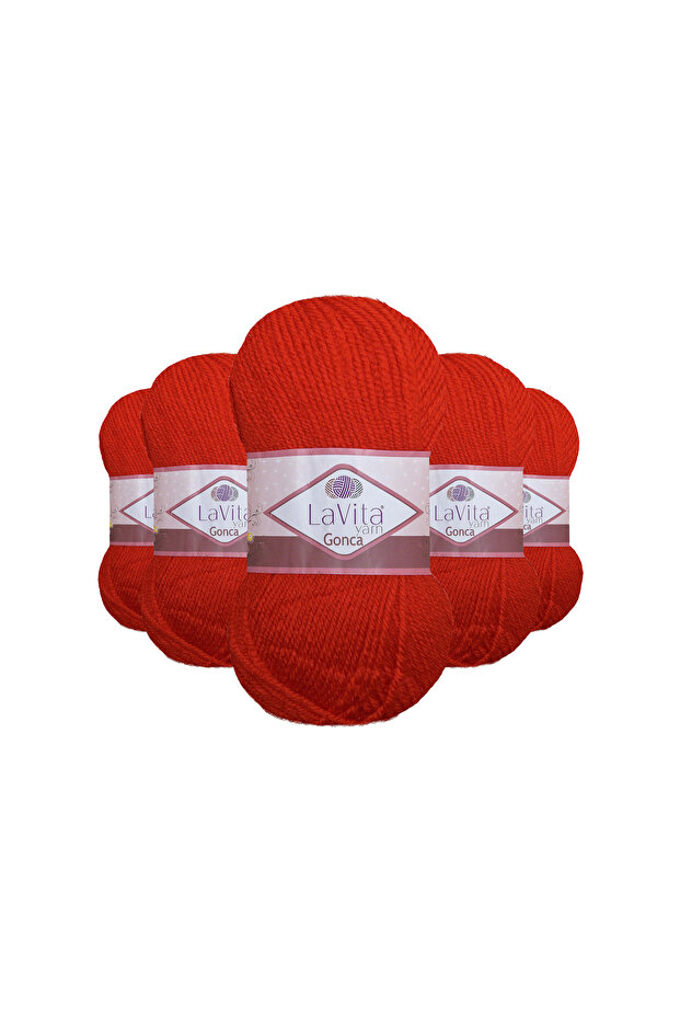 Gonca Hand Knitting Yarn 100% Acrylic 500Gr 5 Pcs (3009 Nar)