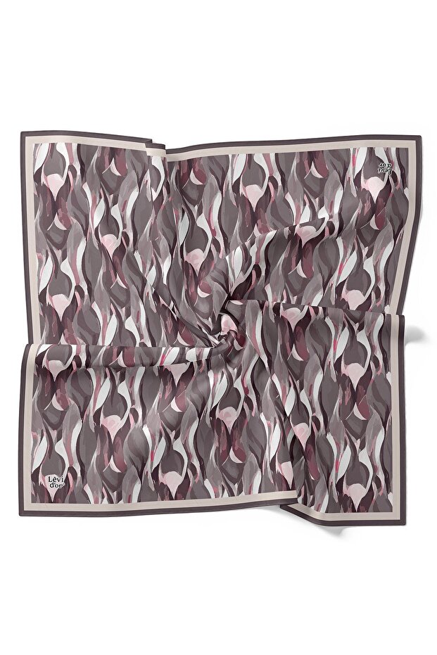 وشاح حريري منقوش بنمط إبرولي من K.Mor - 4