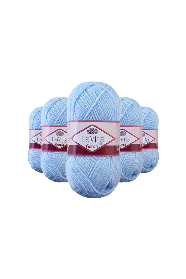 Gonca Hand Knitting Yarn 100% Acrylic 500gr 5 Pieces (5019 COOL BLUE)
