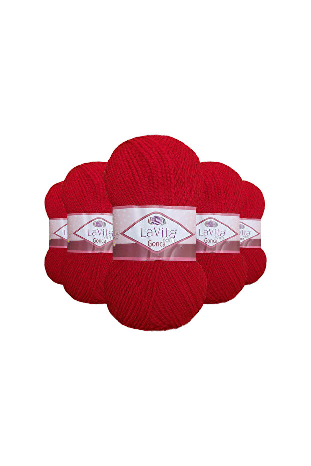 Gonca Hand Knitting Yarn 100% Acrylic 500Gr 5 Pcs (3004 Red)
