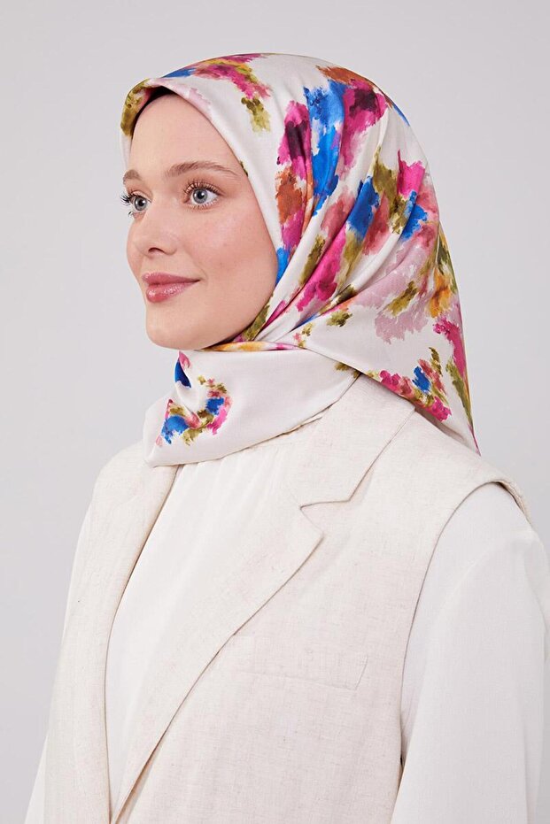 Ekru Batik Trend Twill Eşarp - 4