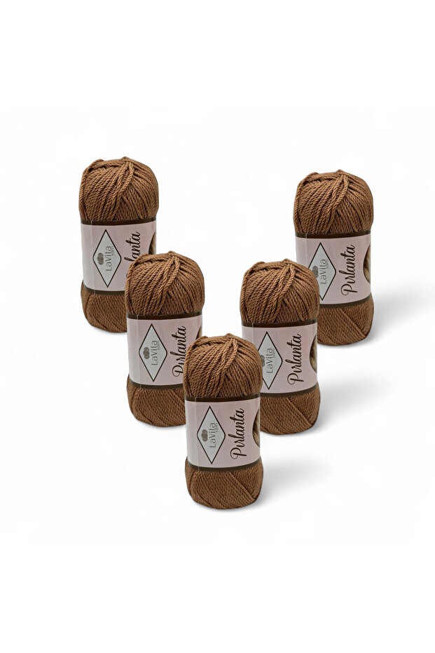 Diamond Hand Knitting Yarn 100% Acrylic 500Gr 5 Pieces (9667 Brown-Yellow)