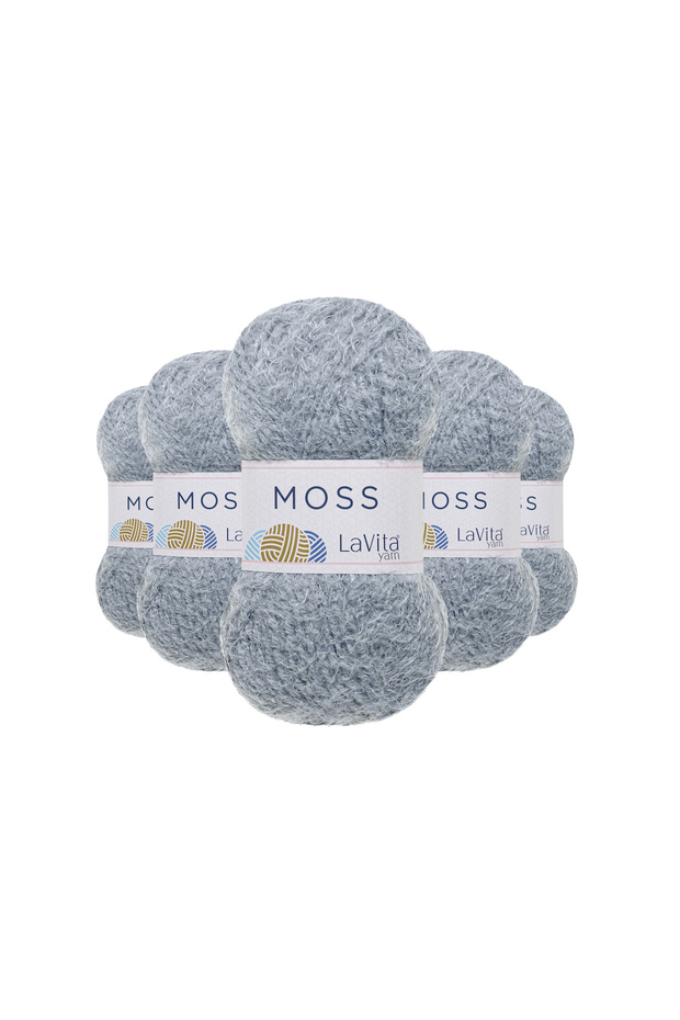 Moss Feather Hand Knitting Yarn 45% Polyamide 55% Premium Acrylic 500Gr 5 Pcs (9801 Dark Gray)