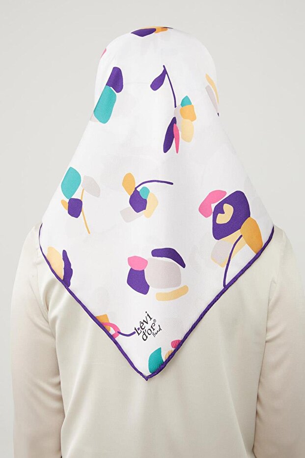 Eșarfă din twill cu model asimetric violet - 4