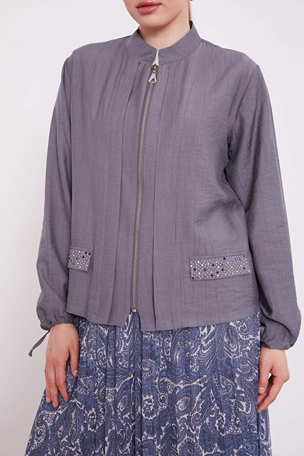 طقم تنورة بنمط عرقي من أنثراسايت - 4