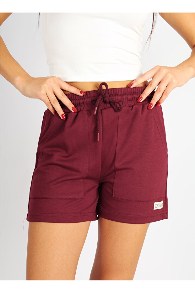 Bordo Modal Rahat Kumaş Şort - 3