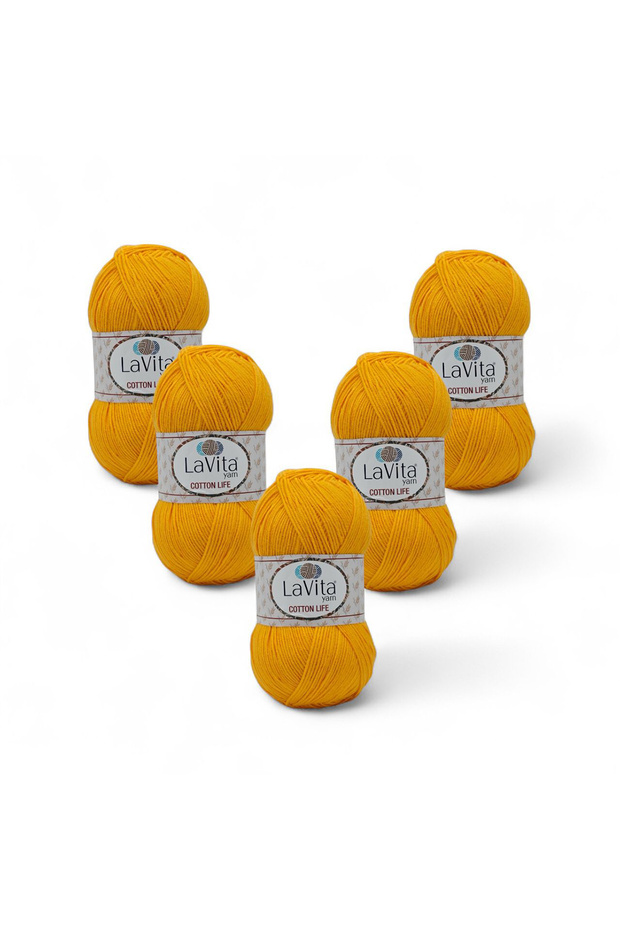 Cotton Life Hand Knitting Yarn 50% Cotton 50% Acrylic 500Gr 5 Pcs (2032 Apricot)