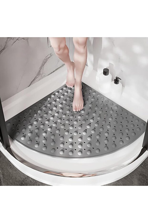 2 Pieces Bathroom Bathtub Mat with Suction Cups and Drain Holes for Shower and Bathtub 54X54 cm A-163