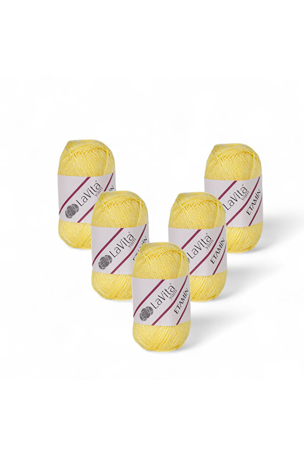 Etamine Hand Knitting Yarn 100% Acrylic 150Gr 5 Pcs (0032 Yellow)