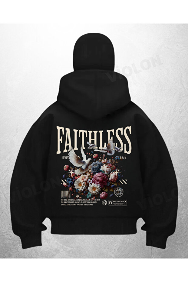 سترة كارديجان سوداء مطبوعة من Faithless بتصميم قناع الثلج الساموراي