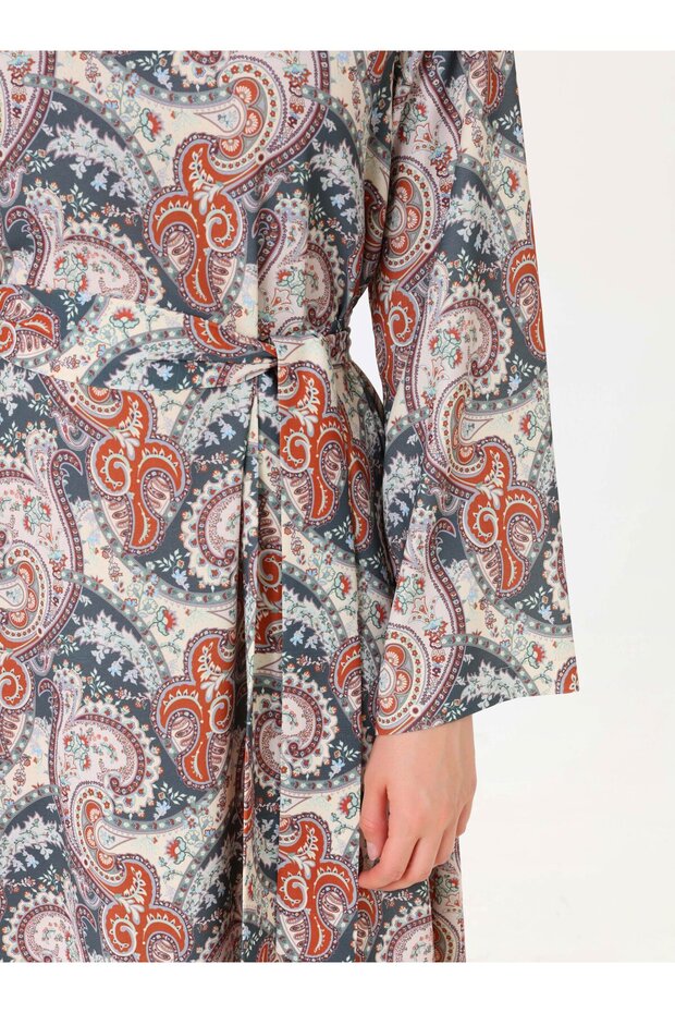 Tesettür Elbise - Yesil - - 5