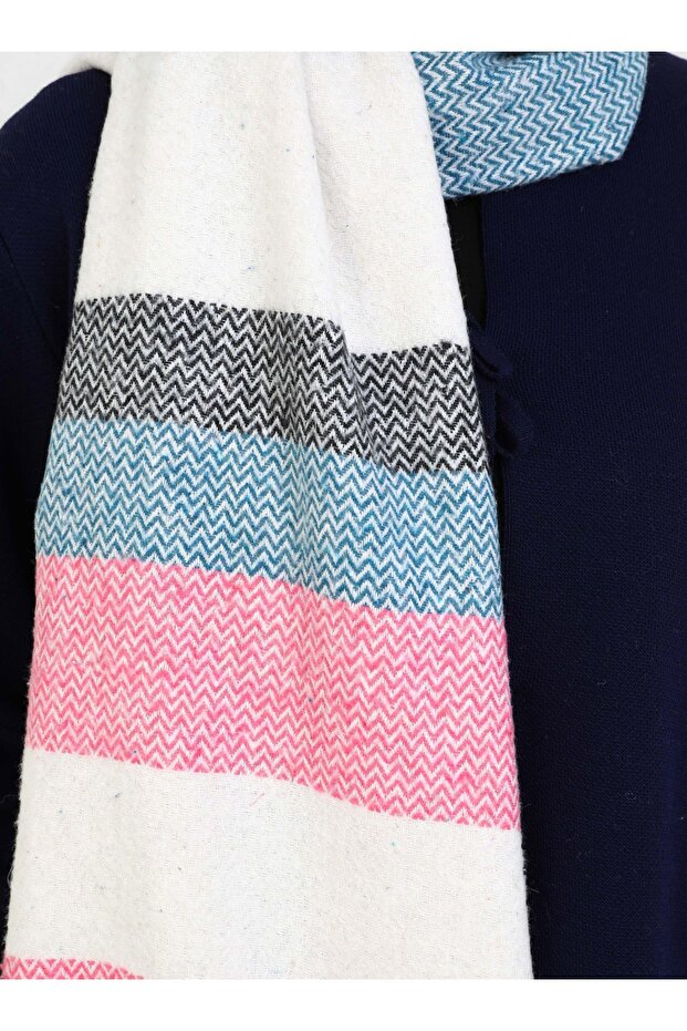 شال كتف منقوش - - أزرق - وردي - - 4