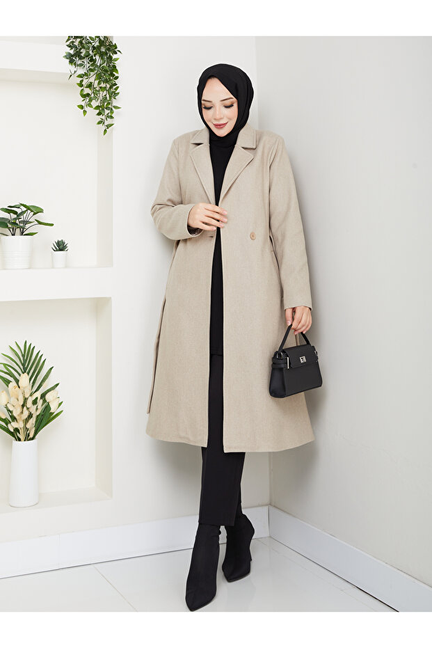Belted Lined Melton Coat Rc3112