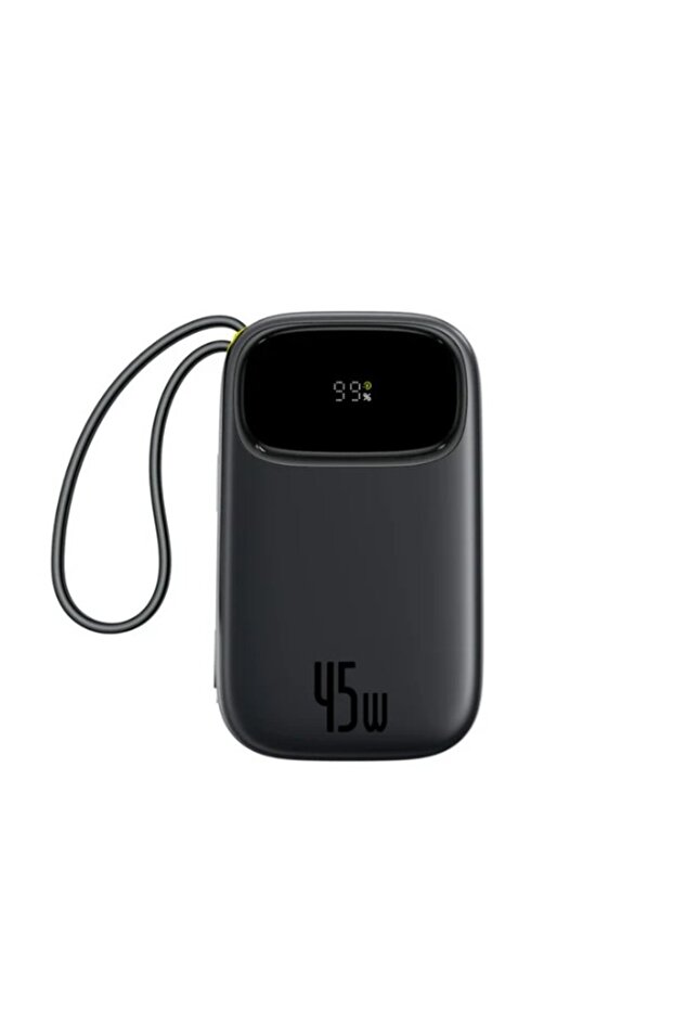 Baseus EnerFill FC31 Dijital Ekranlı Hızlı Şarj Powerbank Dahili Çift USB-C Kablo 20000mAh 45W Siyah