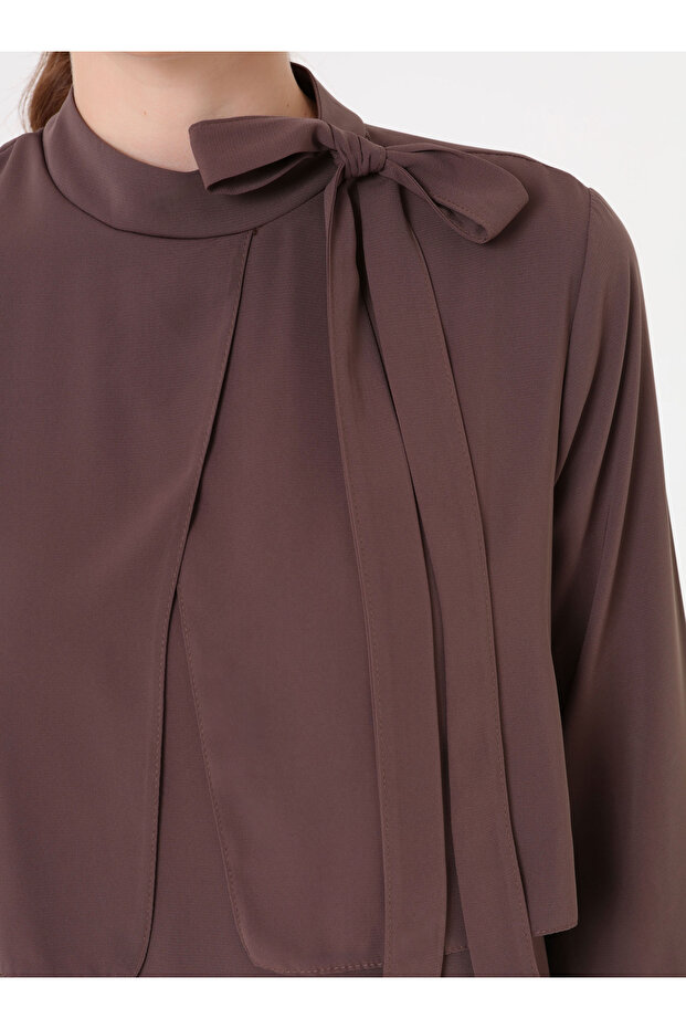 Tesettür Elbise - Vizon - - 6