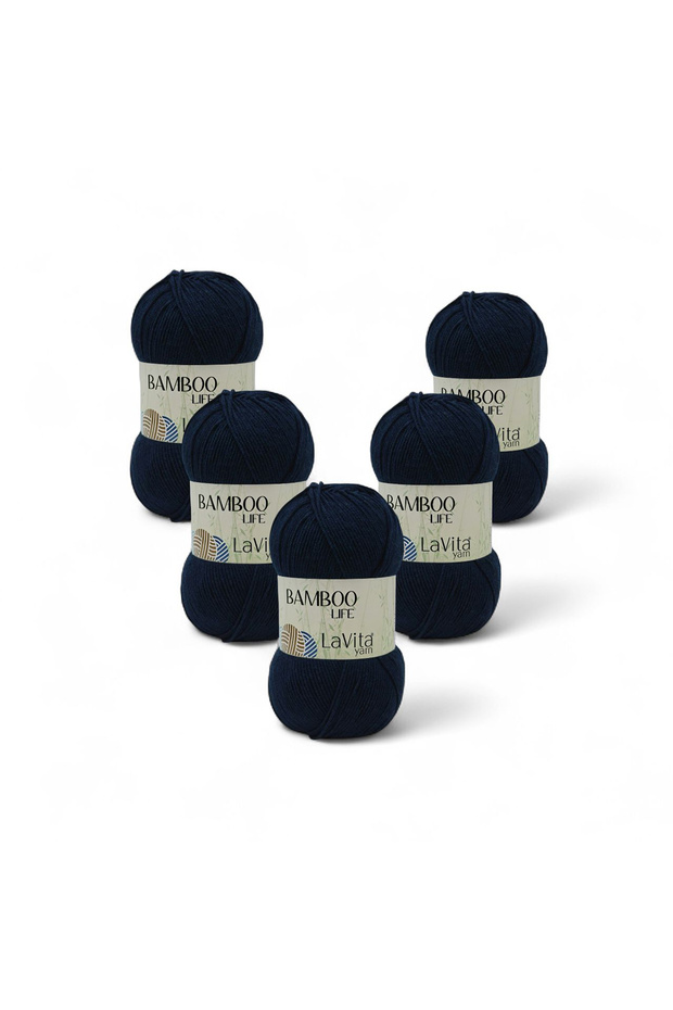 Bamboo Life Hand Knitting Yarn 50% Bamboo 50% Acrylic 500Gr 5 Pcs (5321 Dark Navy Blue)