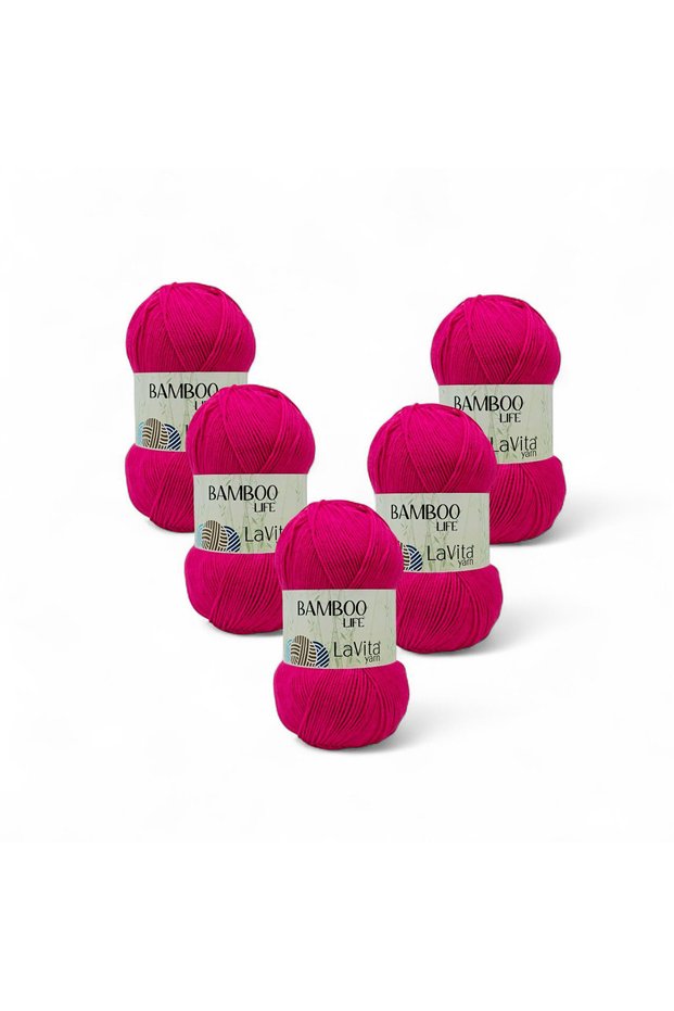 Bamboo Life Hand Knitting Yarn 50% Bamboo 50% Acrylic 500Gr 5 Pcs (4117 Fuchia)