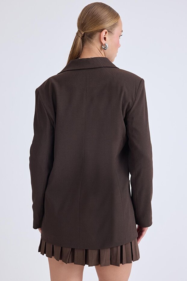 Single Button Front Blazer Jacket - 5