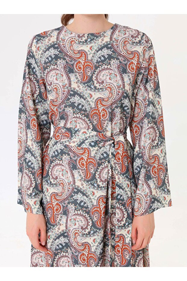 Tesettür Elbise - Yesil - - 4