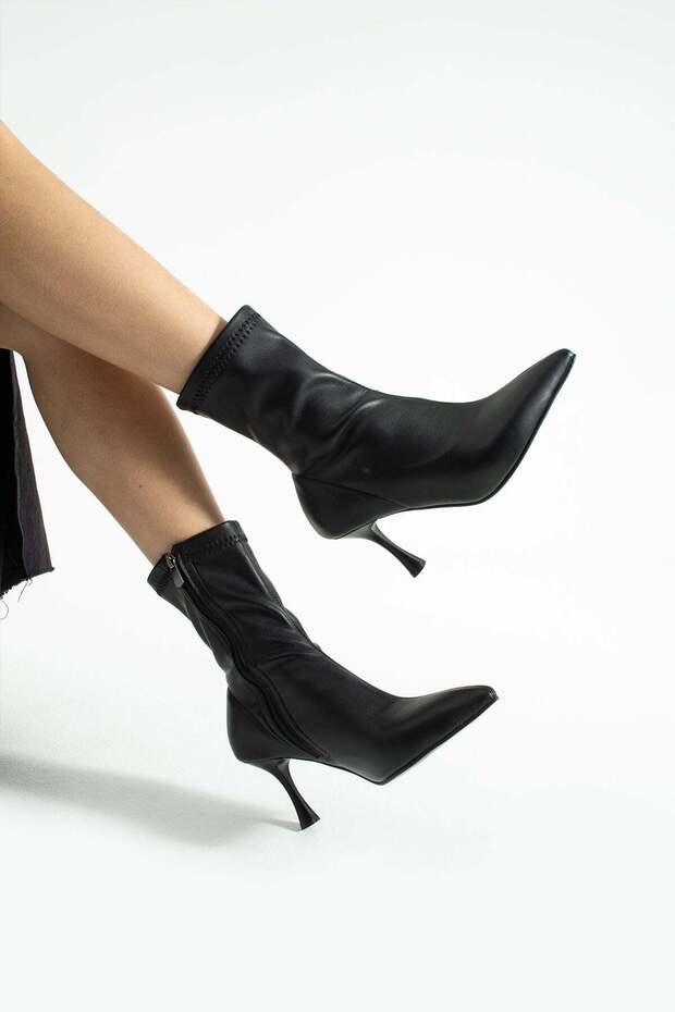 Streç Kumaş Kitten Topuklu Bot 7cm Sock Boot - 7