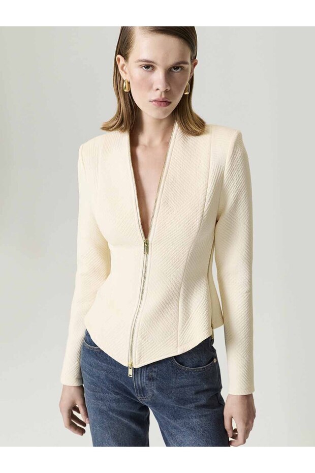 Fermuar Tasarımlı Bluz - 1