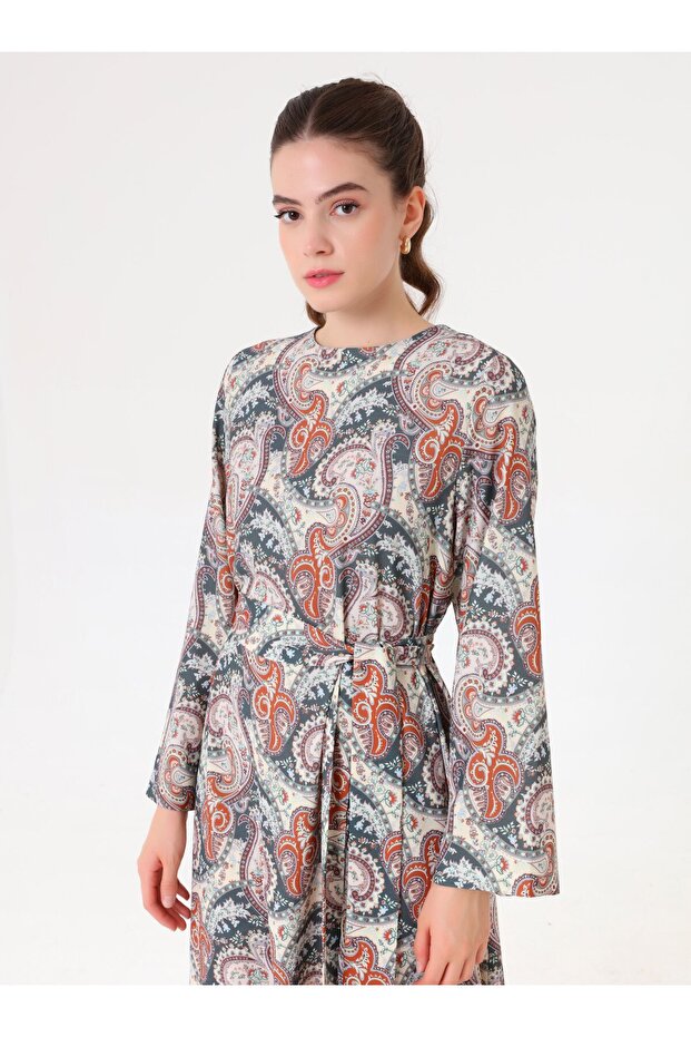 Tesettür Elbise - Yesil - - 3