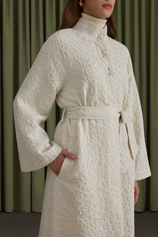 Şal Yaka Kapitone Mont - 3