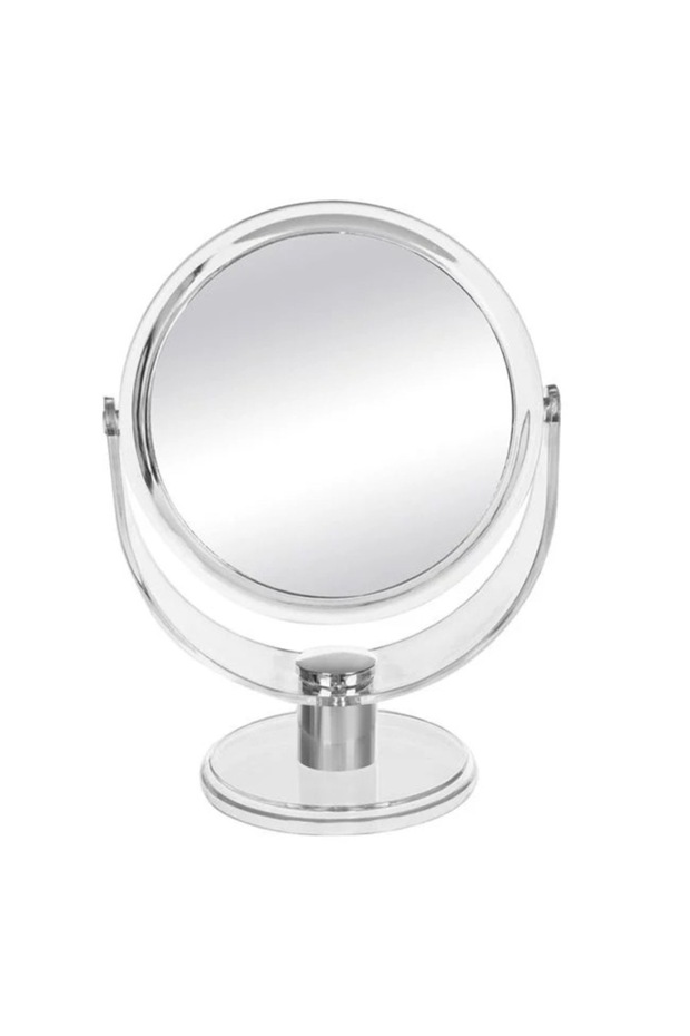 ® round 10cm mirror, simple and magnifying, with transparent frame and base, 13x18cm - 2